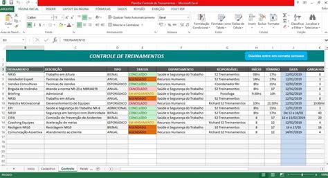 Planilha De Controle De Treinamentos