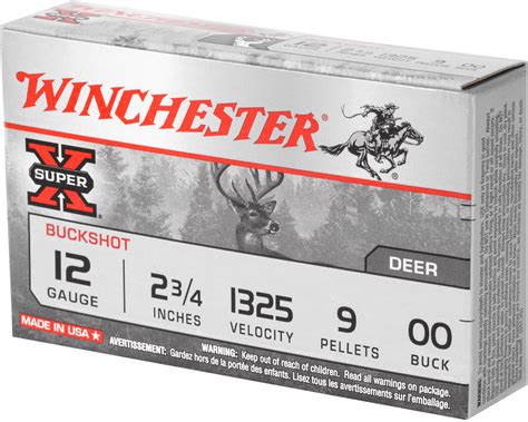 Winchester Ammunition Super X 12 Gauge 2 75 00 Buck 9 Pellet Shotgun