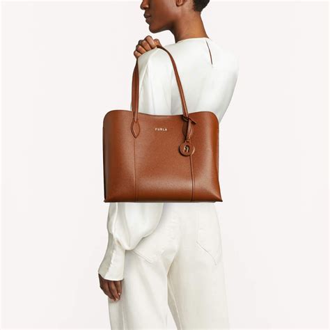 Furla Vittoria Large Leather Tote Cognac Carousell