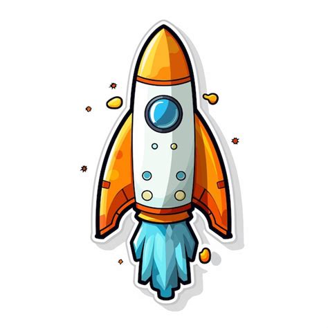 Premium Vector | A cartoon drawing of a rocket with a blue and orange ...