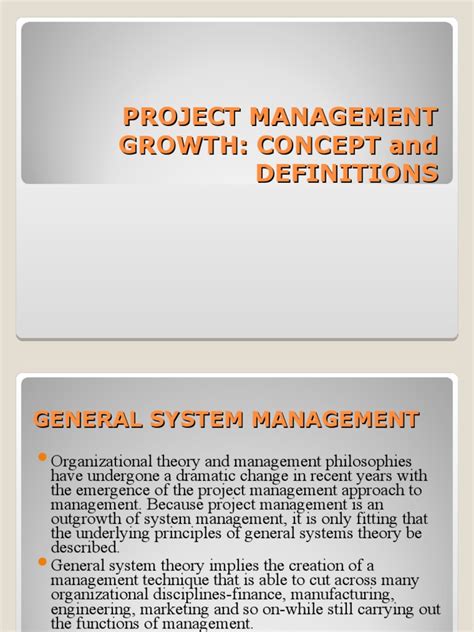 Project Management Growth Concept And Definitions Pdf Project