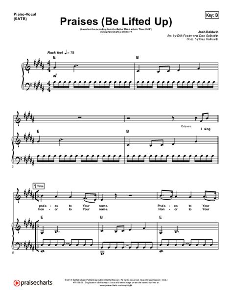 Praises Be Lifted Up Sheet Music Pdf Bethel Music Josh Baldwin