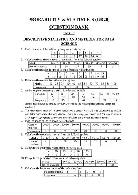 ps question bank ur  probability statistics ur question bank