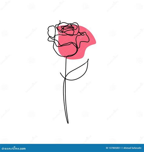 Continuous Line Art Drawing of Rose Flower Blooming Minimalist Design ...