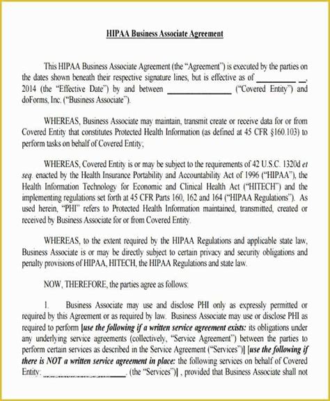 Business Associate Agreement Hipaa Template - Ccalcalanorte.com