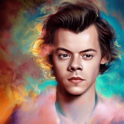 Harry Styles Whimsical Full Head And Shoulders Portrait Creative Fabrica