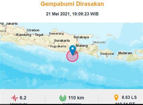 Gempa Terkini Di Blitar Magnitudo 6 2 Bmkg Hati Hati Gempa Susulan