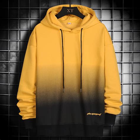 Dondpo Hoodies For Men Graphic Hoodies Male Casual Gradient Print Hoodies Off Shoulder Sleeve