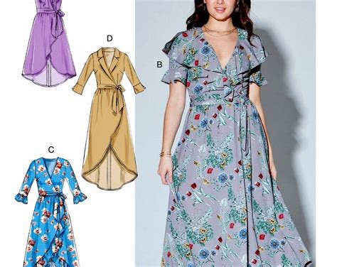 Sewing Pattern Wrap Dress Pattern Lined Wrap Dress Pattern High Low