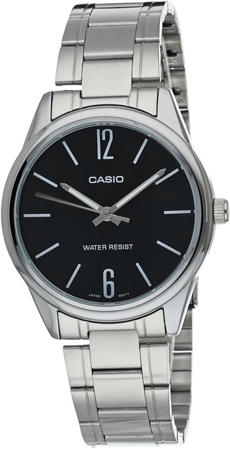 Casio Men S Black Dial Stainless Steel Analog Watch Mtp V D Budf