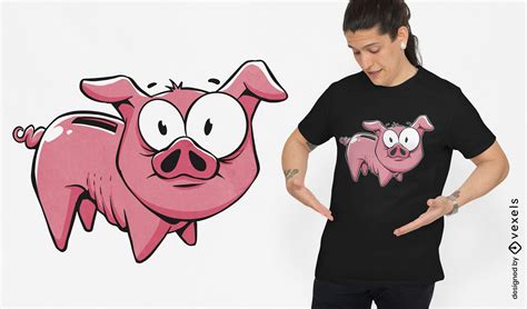 Piggy Bank Cartoon T-shirt Design Vector Download