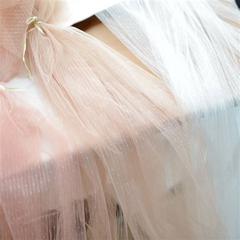 Dust Nude Pink Tulle Lace Fabric With Polka Dots And Strips Etsy