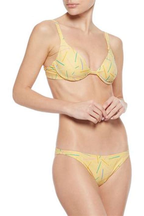 Onia Ashley Printed Low Rise Bikini Briefs In Pastel Yellow WHATS ON