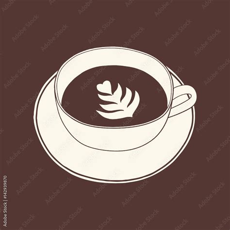 Cup of coffee with milk art. Cartoon cafe illustration. Latte art Stock ...