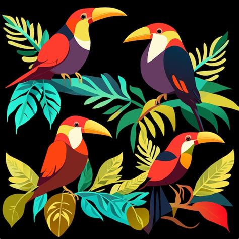 Premium Vector Vector Art Of Rainforest Birds In Stunning Watercolors