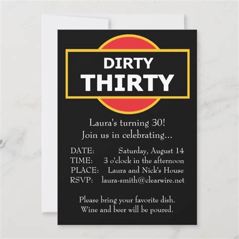 Dirty Thirty Invitation Birthday 30 | Zazzle.com