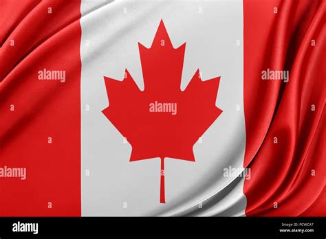 Canada Flag With A Glossy Silk Texture Stock Photo Alamy