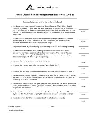 Fillable Online Acknowledgement Of Risk Form For Covid Docx Fax Email