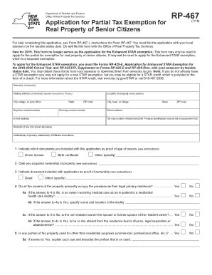 Fillable Online Www2 Erie Form RP 467 7 18 Application For Partial Tax