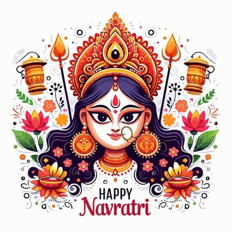 Happy Navratri And Durga Puja Indian Festival Vector Illustration