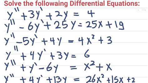 Solve The Second Order Non Homogeneous Differential Equations