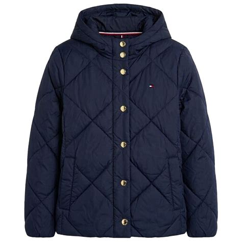 Casaco Da Tommy Feminino - Tommy Hilfiger Casaco Puffer – Capuz Feminino Azul Marinho – Tribeca10