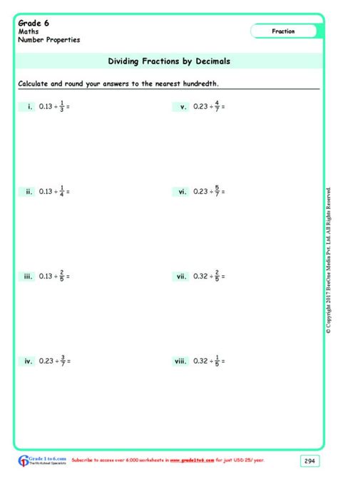 Decimal Division Worksheets Grade 6 Martin Lindelof