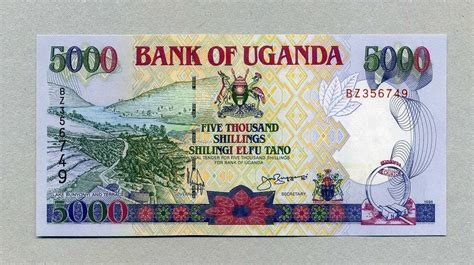 Uganda 5 000 Shillings 1998 Pick 37b Unc GEM UNC MA Shops