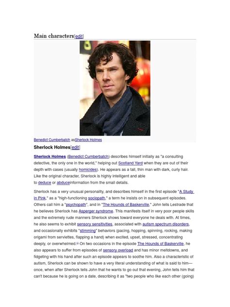 Main Characters in Sherlock Holmes | PDF | Minor Sherlock Holmes ...