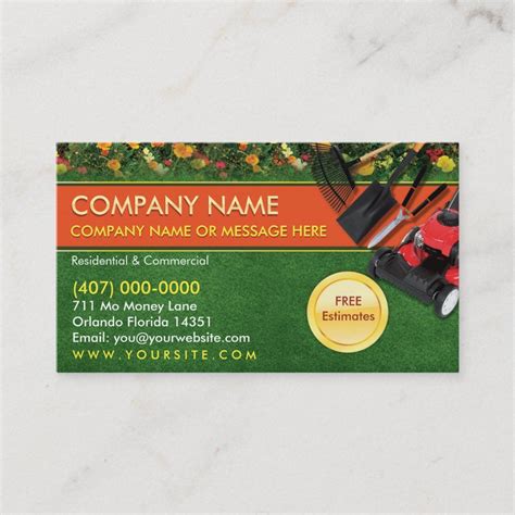 Landscaping Lawn Care Mower Business Card Template Artofit