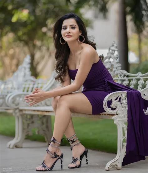Hot Ashu Reddy Displays Her Big Boobs Sexy Figure In Purple Bodycon Mini Dress