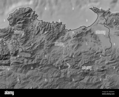 Skikda Province Of Algeria Grayscale Elevation Map With Lakes And