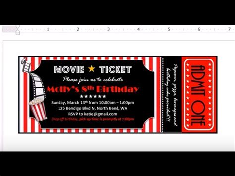 Free Printable Movie Ticket Invitation Templates – Telegraph