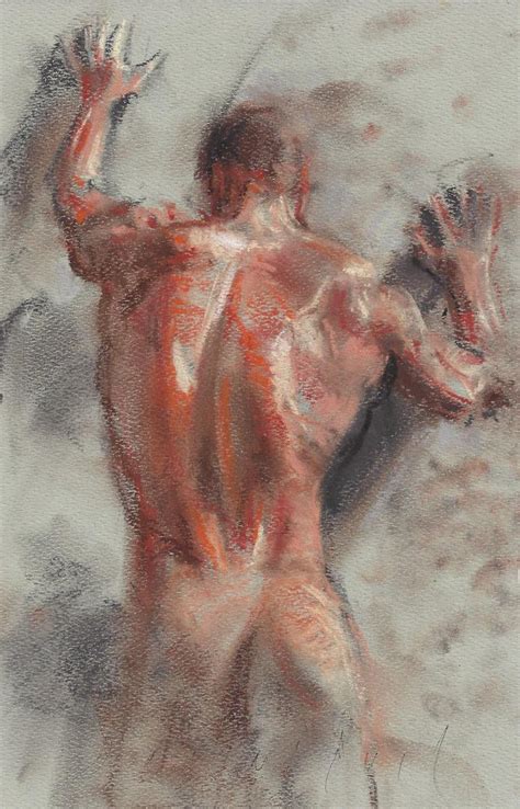 Male Nude Figure Back Study Original Drawing Realism Pastel Daily Painting A Day