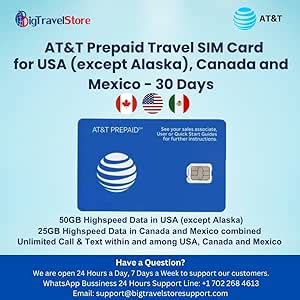 At T Brand Usa Canada And Mexico Prepaid Travel Sim Card Unlimited