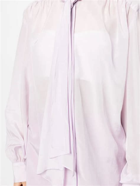 System Semi Sheer Pussy Bow Blouse Purple Farfetch