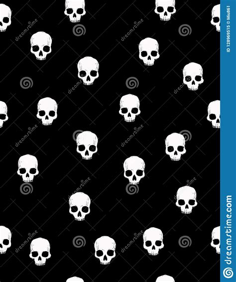 Human Skulls With Rose Flowers Branches Seamless Border Frame For