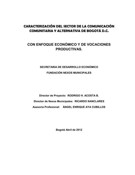 Caracterizaci N Del Sector De La Comunicaci N Comunitaria Y Alternativa