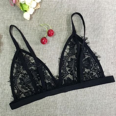 Photno Women Hollow Translucent Underwear Sheer Lace Strap Lingerie Bra