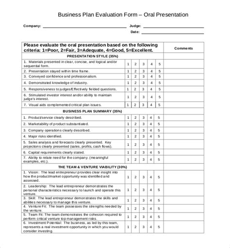 Presentation Evaluation Form Free Printable Form