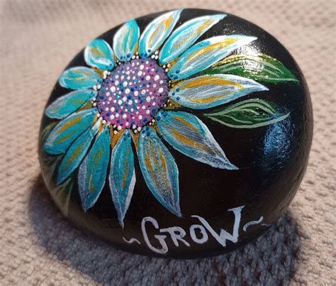 Flower Rock Painting - Etsy