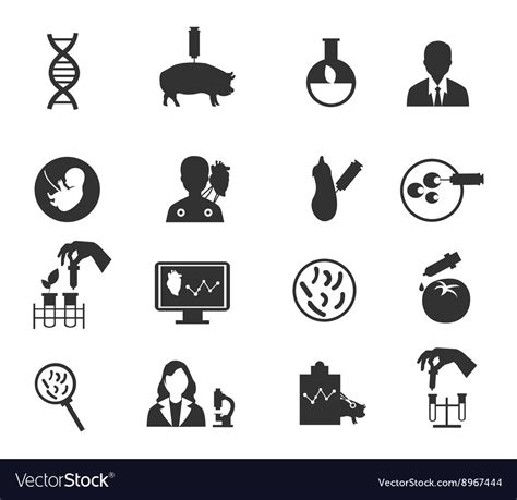 Biotechnology Icon Set Royalty Free Vector Image