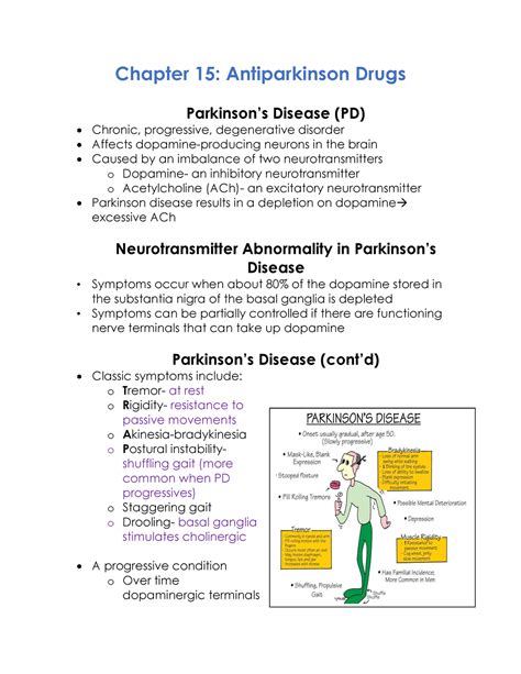 Wk Notes Pharm Chapter Antiparkinson Drugs Parkinsons