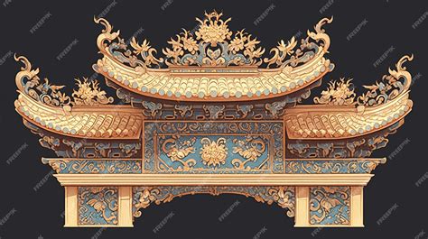 Premium Vector | Vietnamese pagoda roof patterns with traditional architecture