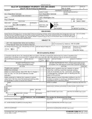 Fillable Online Sale Of Government Property Gsa Forms Library Fax