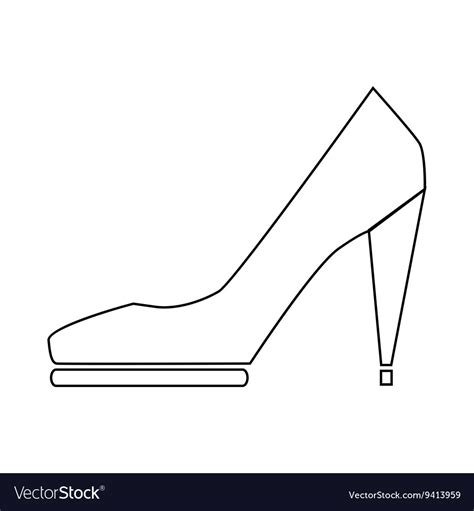 High Heel Shoe Icon In Outline Style Royalty Free Vector