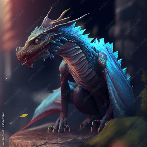 Fantasy Dragon head lizard concept art. Generative AI Stock ...