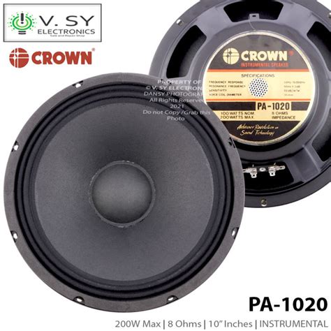 Original 2023 Crown PA 1020 200W 8 Ohms 10 Inches Professional