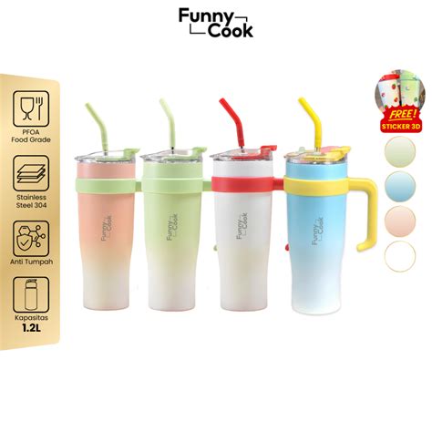 Jual FUNNYCOOK Stainless Tumbler 1200ML Hot And Cold BPA FREE Tumblr Stainless Steel 1 2L Botol