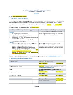 Fillable Online Call For Proposal CFP For Implementing Partners For